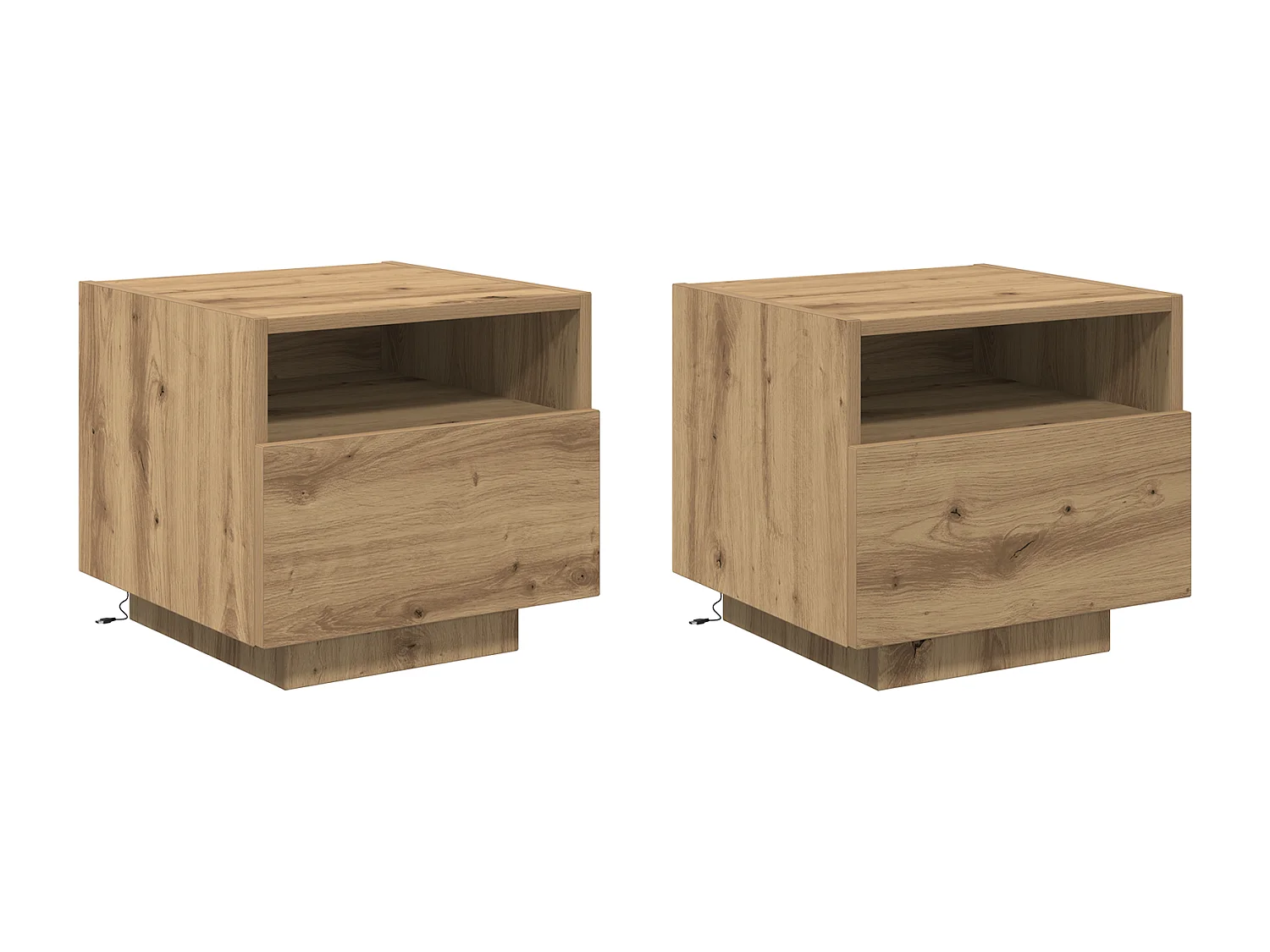 Nachtkastjes met LED-verlichting 2 stuks Handgemaakt eikenhout 40x39x37 cm