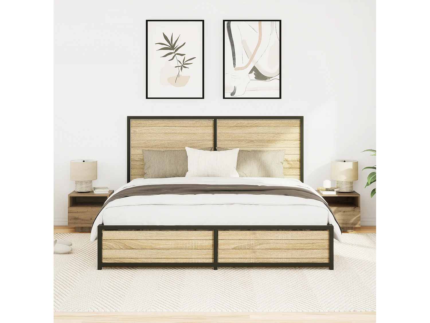 Nachtkastjes met LED-verlichting 2 stuks Handgemaakt eikenhout 40x39x37 cm