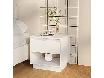 Table de chevet Blanc 45x34x44 cm bois d'ingénierie