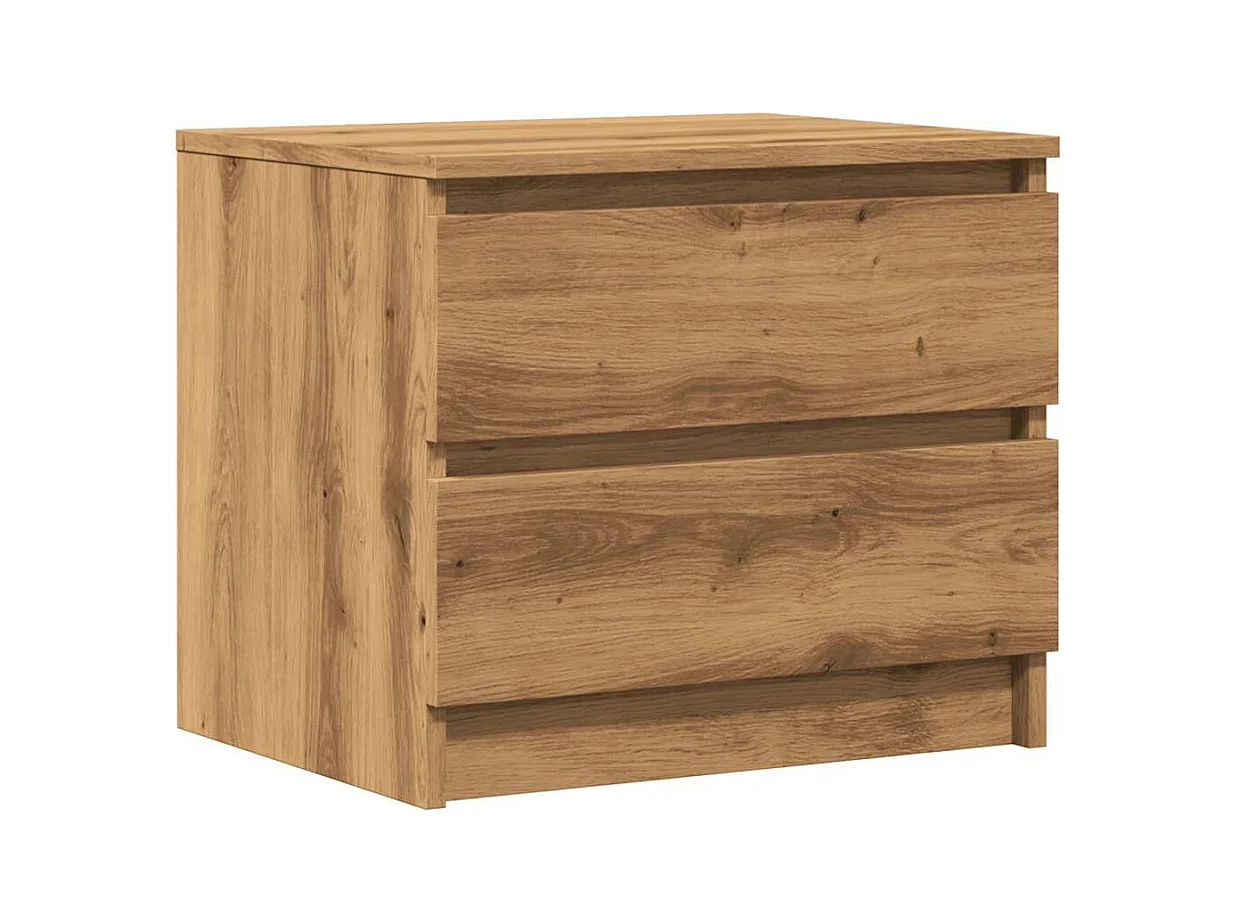 Table de chevet chêne artisanal 50x40x43.5 cm bois d’ingénierie