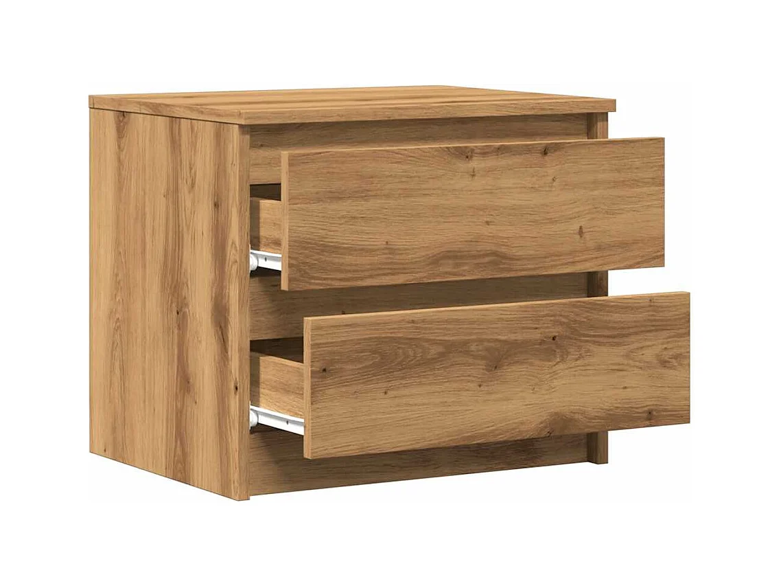 Table de chevet chêne artisanal 50x40x43.5 cm bois d’ingénierie