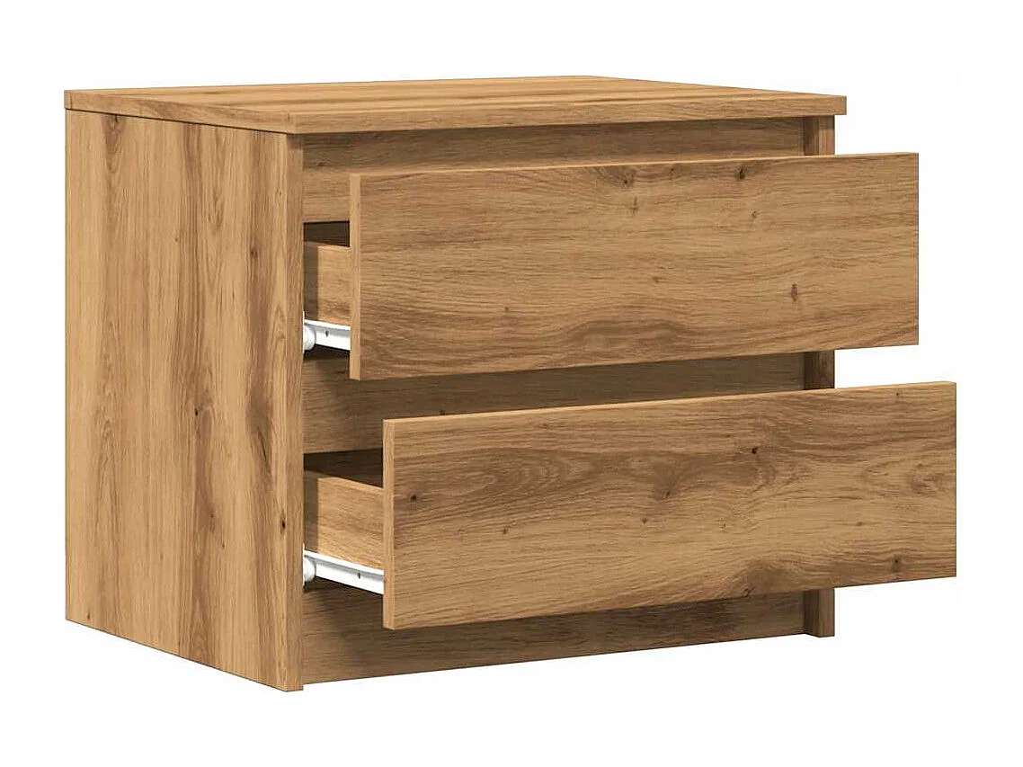 Table de chevet chêne artisanal 50x40x43.5 cm bois d’ingénierie