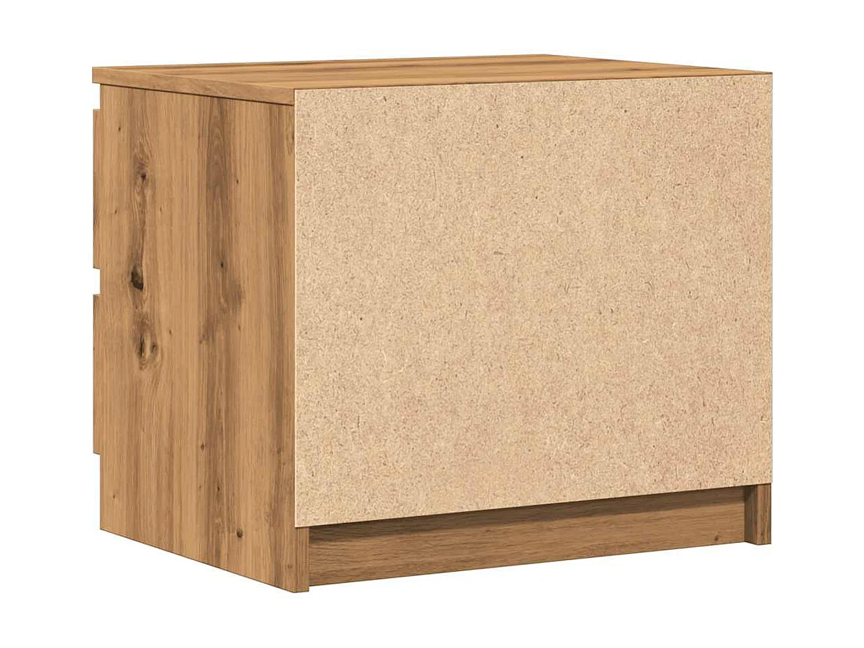 Table de chevet chêne artisanal 50x40x43.5 cm bois d’ingénierie