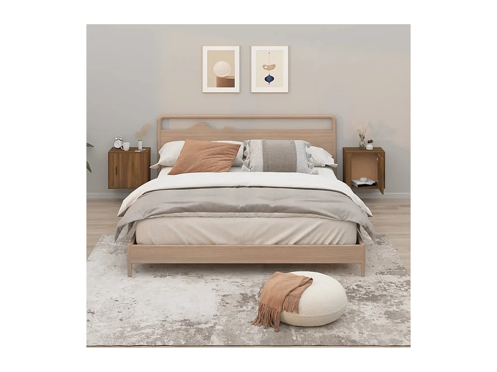 Wandmontierte Nachttische 2 Stk. Braune Eiche 50x30x47 cm