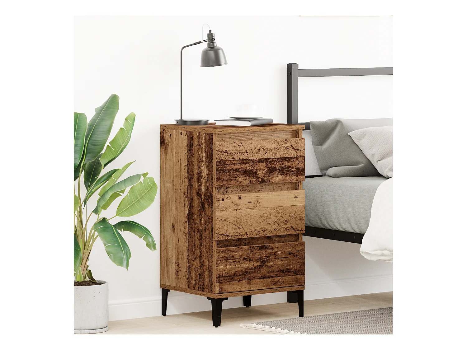 Nachtkastje in oud hout 40x35x70 cm in spaanplaat