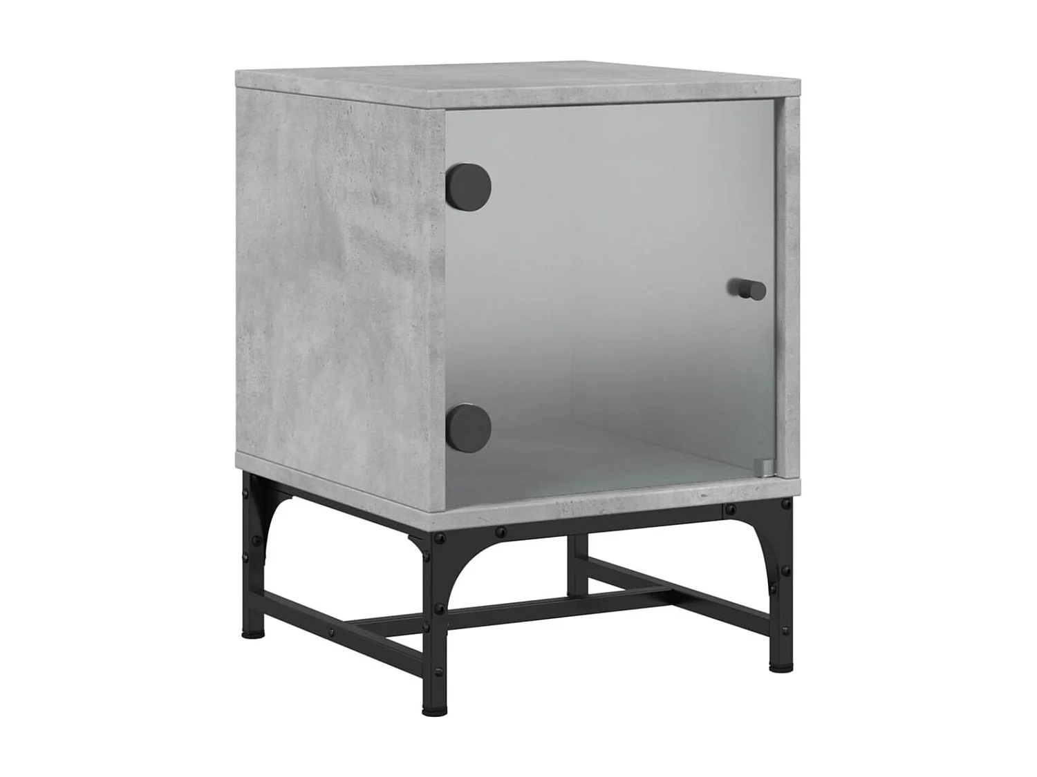 Tables de chevet et portes vitrées 2 pcs gris béton 35x37x50 cm