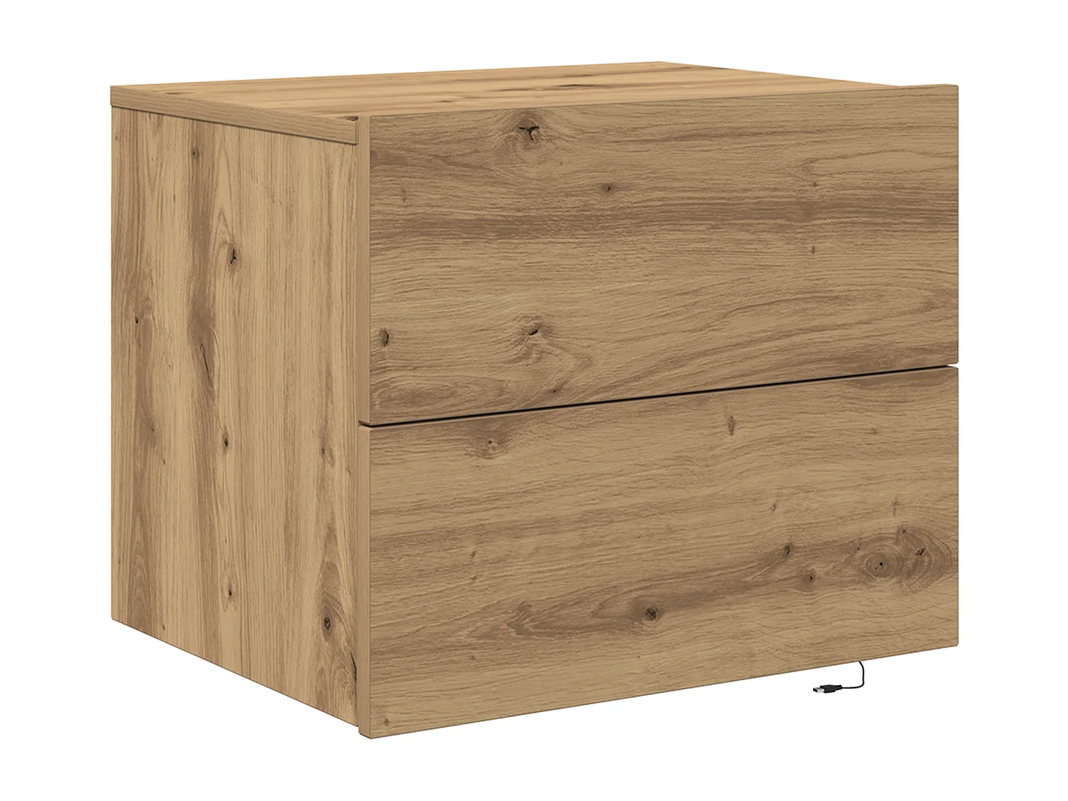 Comodino con LED in rovere lavorato a mano 50x39x41 cm