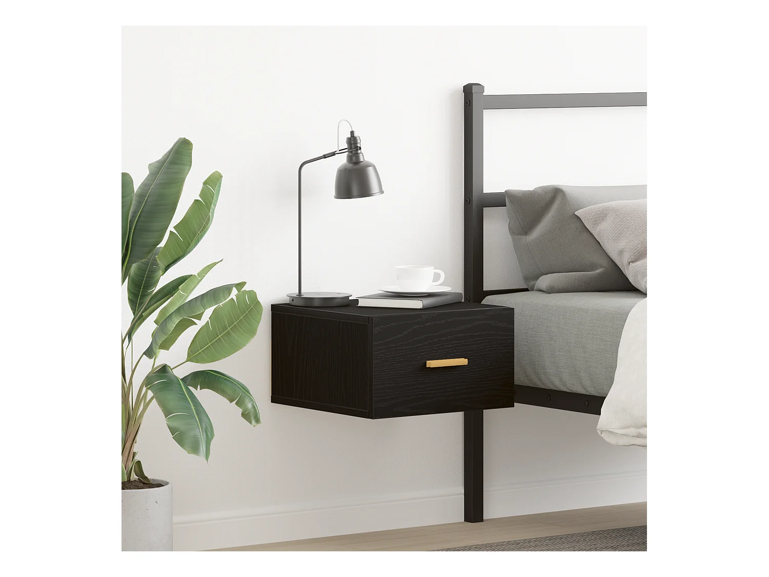 Wandnachtkastje Zwart eiken 35x35x20 cm