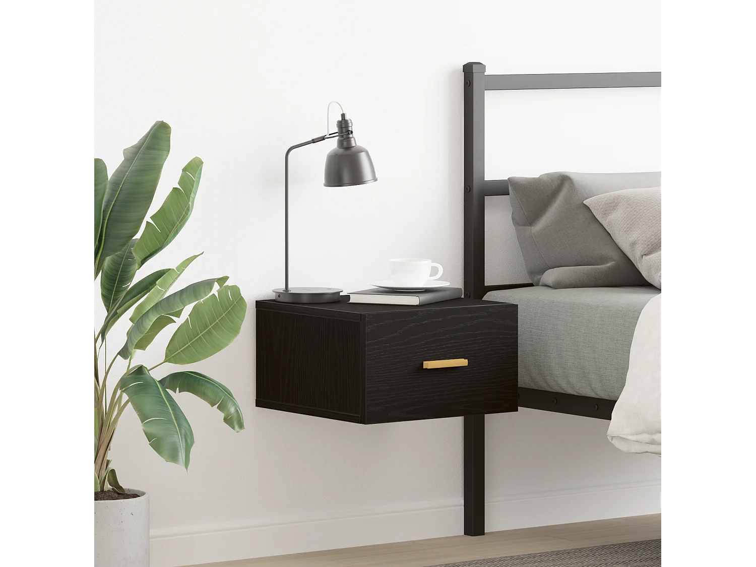 Wandnachtkastje Zwart eiken 35x35x20 cm