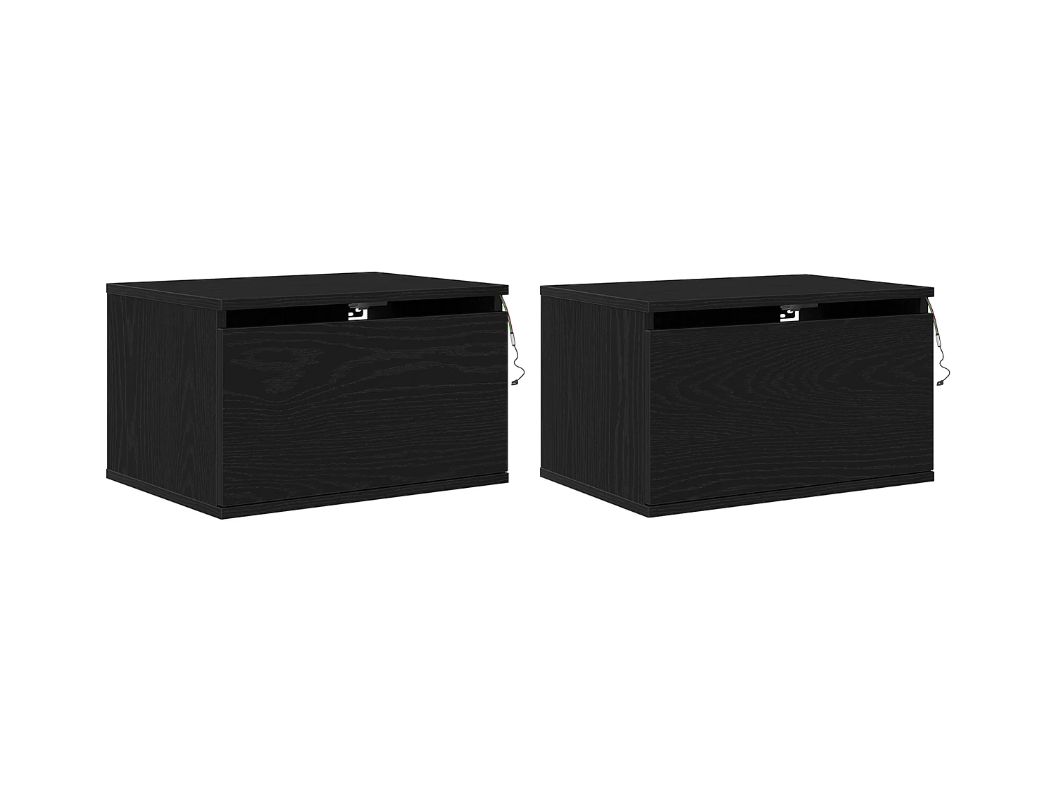 Nachtkastjes met LED-verlichting 2 stuks wandmontage in zwarte eik