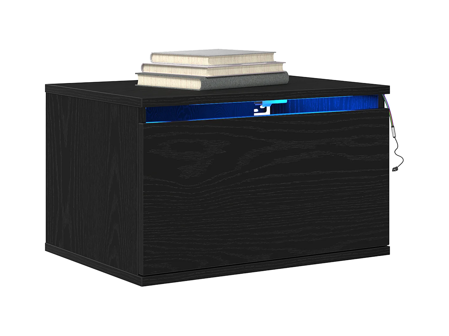 Nachtkastjes met LED-verlichting 2 stuks wandmontage in zwarte eik