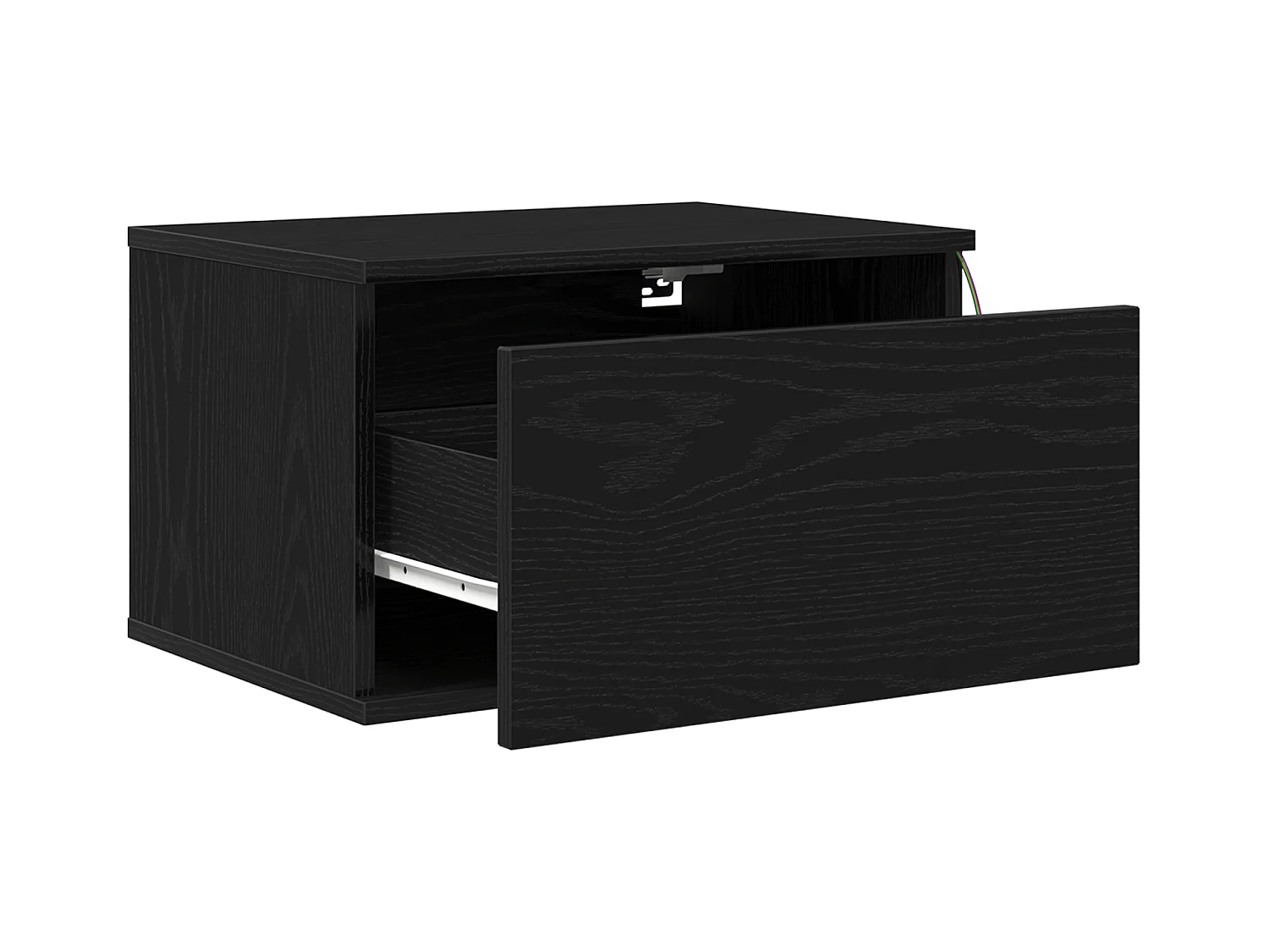 Nachtkastjes met LED-verlichting 2 stuks wandmontage in zwarte eik