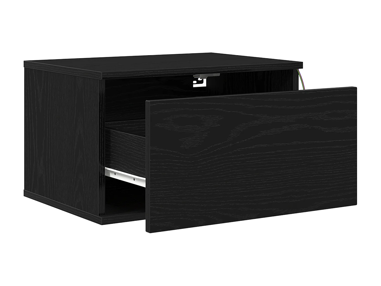 Armoires de chevet avec lumières LED 2 pcs murales en chêne noir