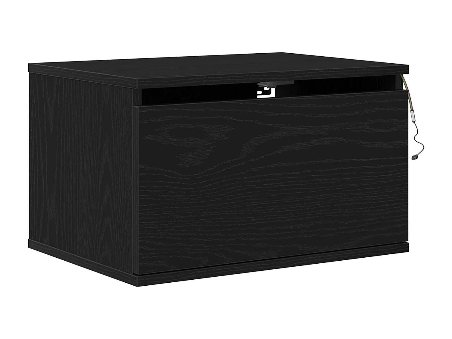 Armoires de chevet avec lumières LED 2 pcs murales en chêne noir