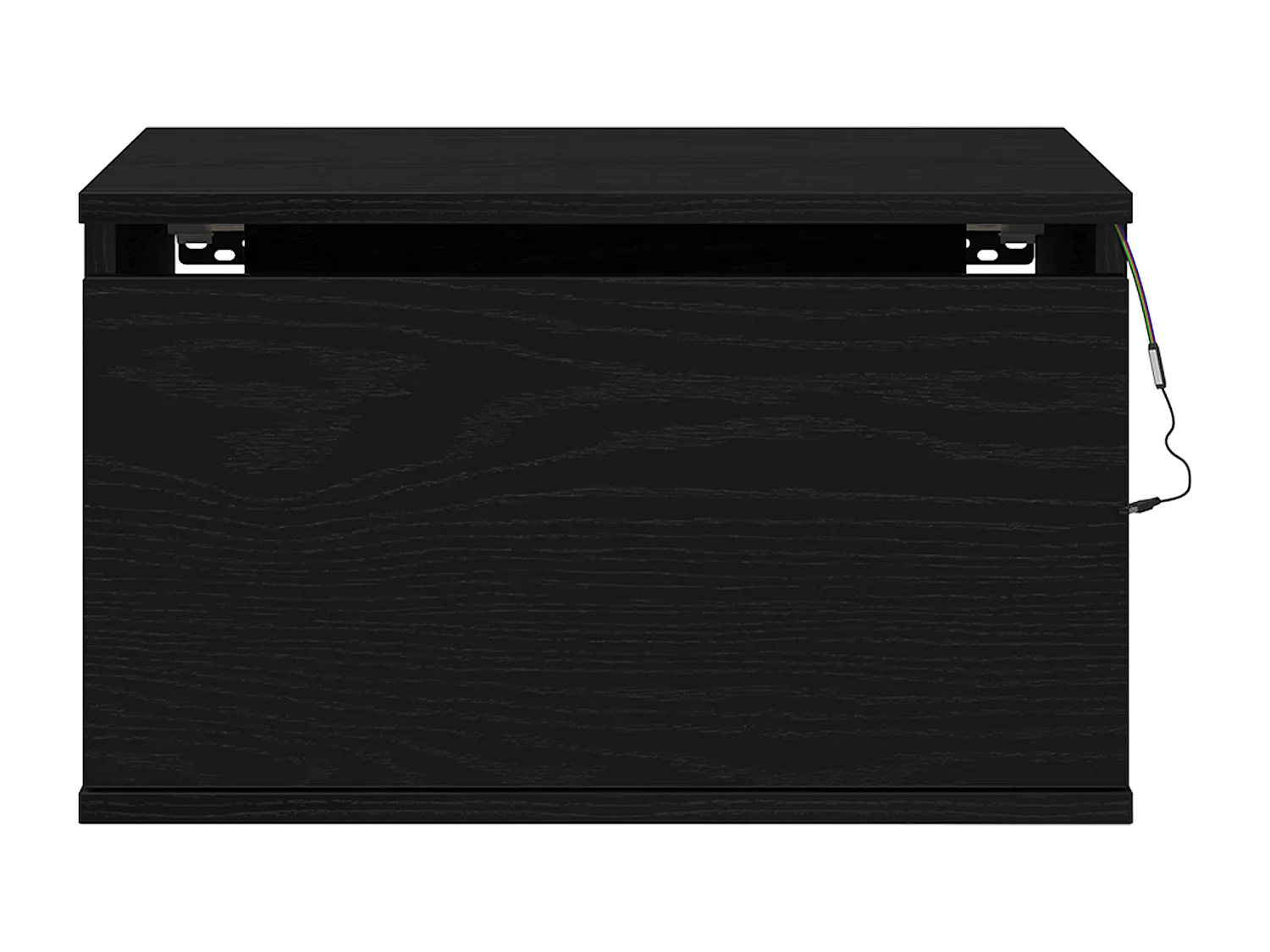 Armoires de chevet avec lumières LED 2 pcs murales en chêne noir