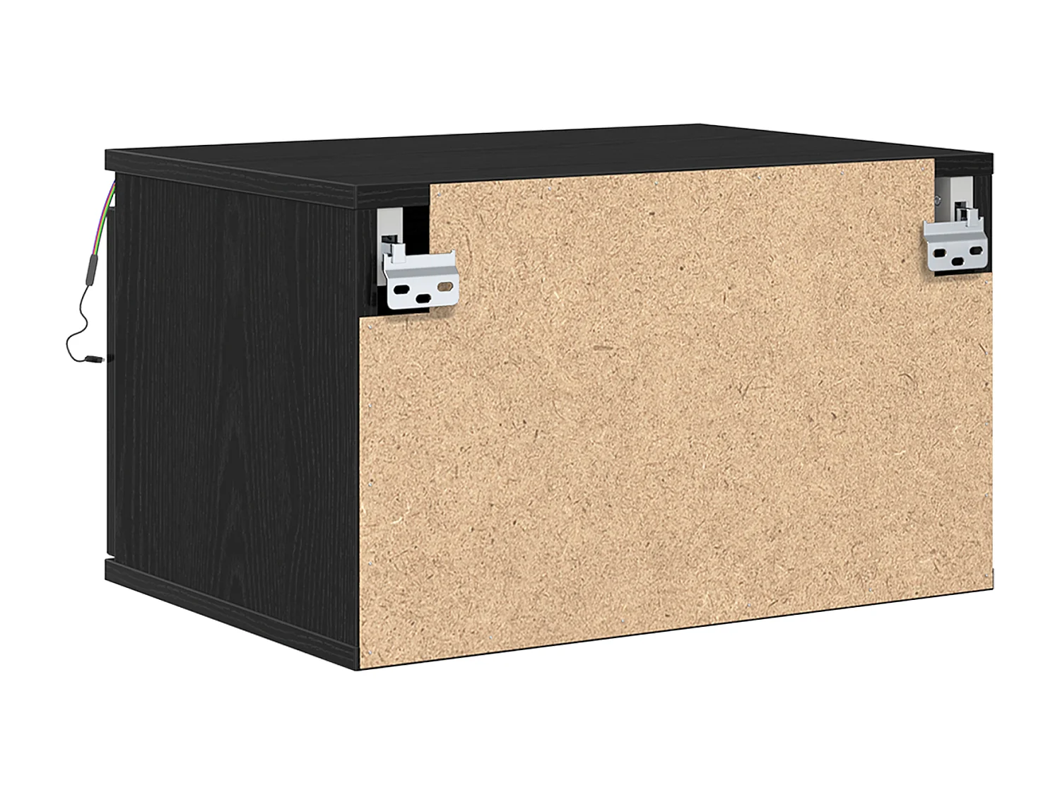 Armoires de chevet avec lumières LED 2 pcs murales en chêne noir