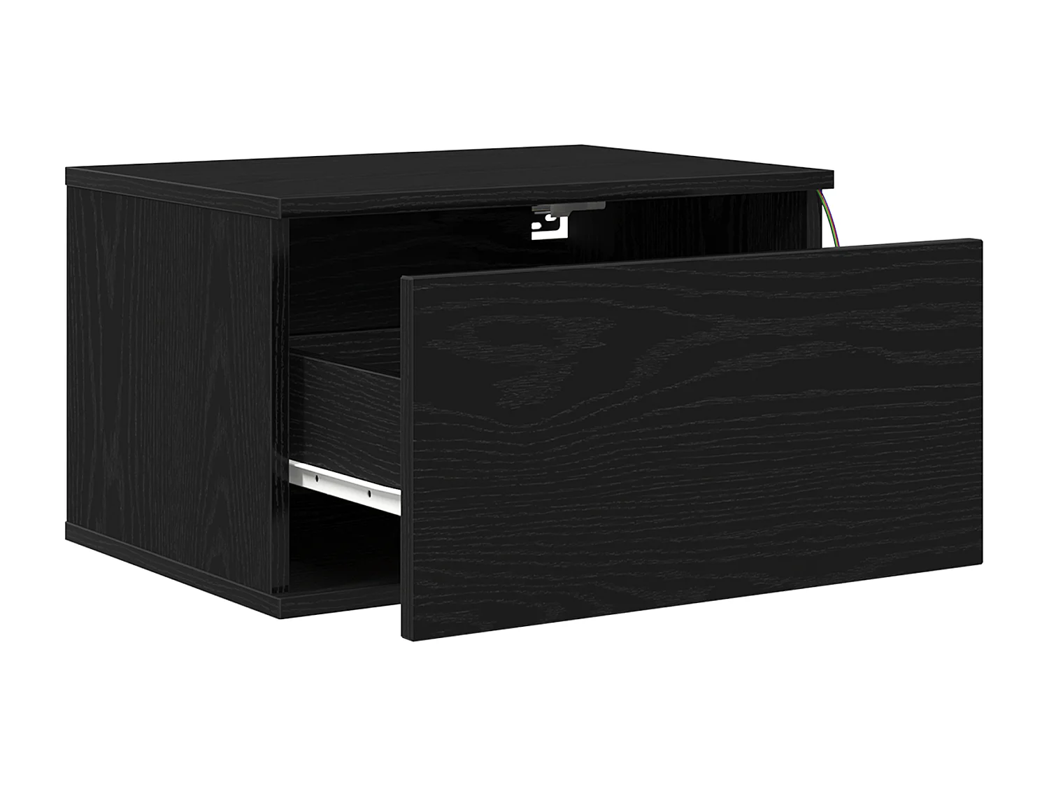 Nachtkastjes met LED-verlichting 2 stuks wandmontage in zwarte eik