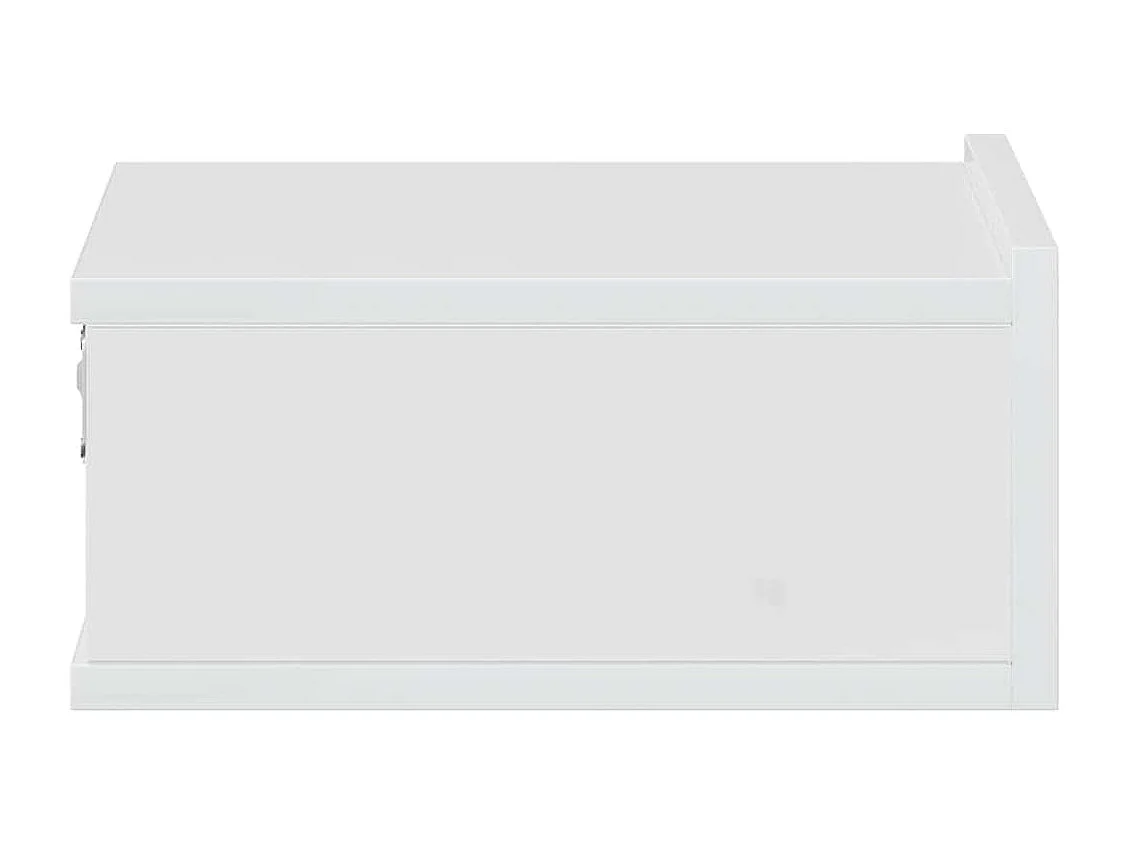 Tables de chevet flottantes 2pcs Blanc brillant Bois ingénierie