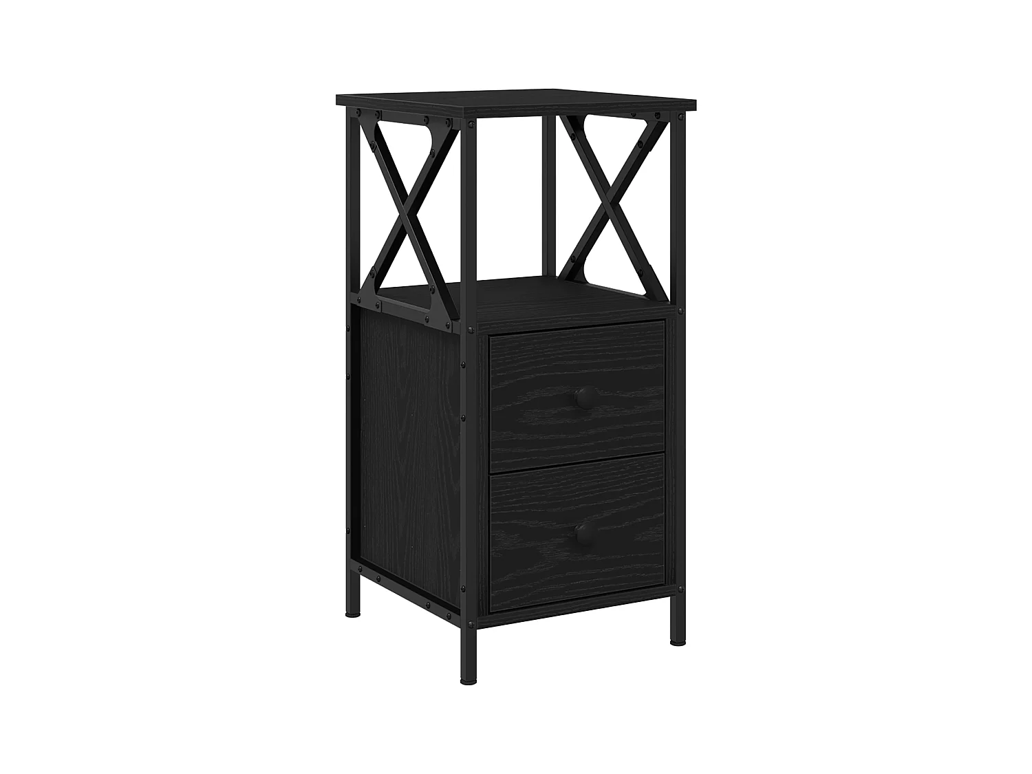 Nachtkastje van zwart eikenhout 34x35,5x70 cm in spaanplaat