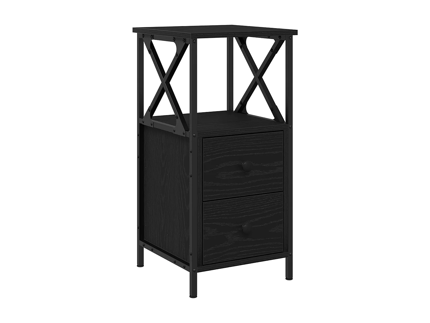 Table de chevet Noir Chêne 34x35,5x70 cm en bois aggloméré