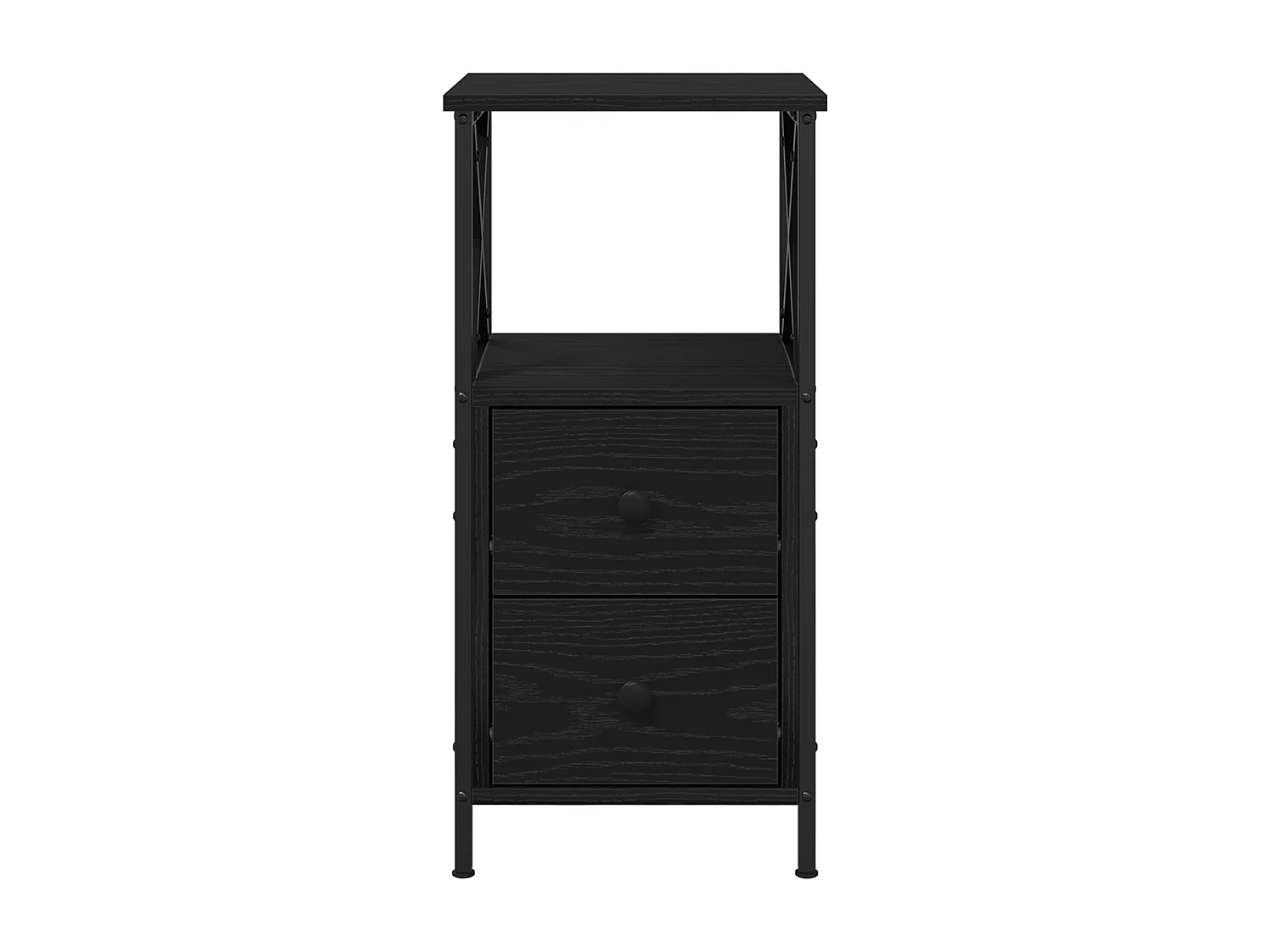 Table de chevet Noir Chêne 34x35,5x70 cm en bois aggloméré