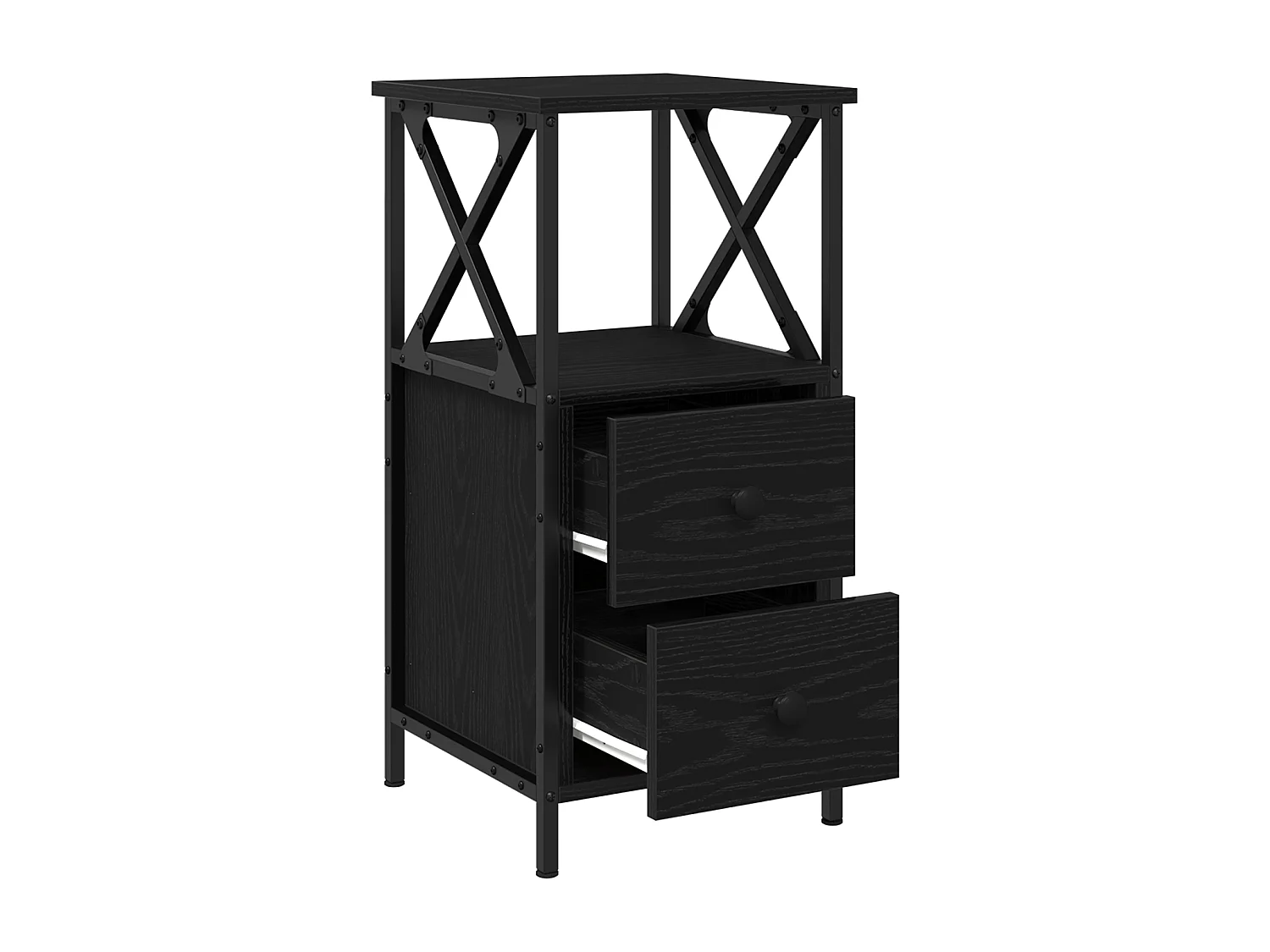 Comodino in rovere nero 34x35,5x70 cm in truciolare