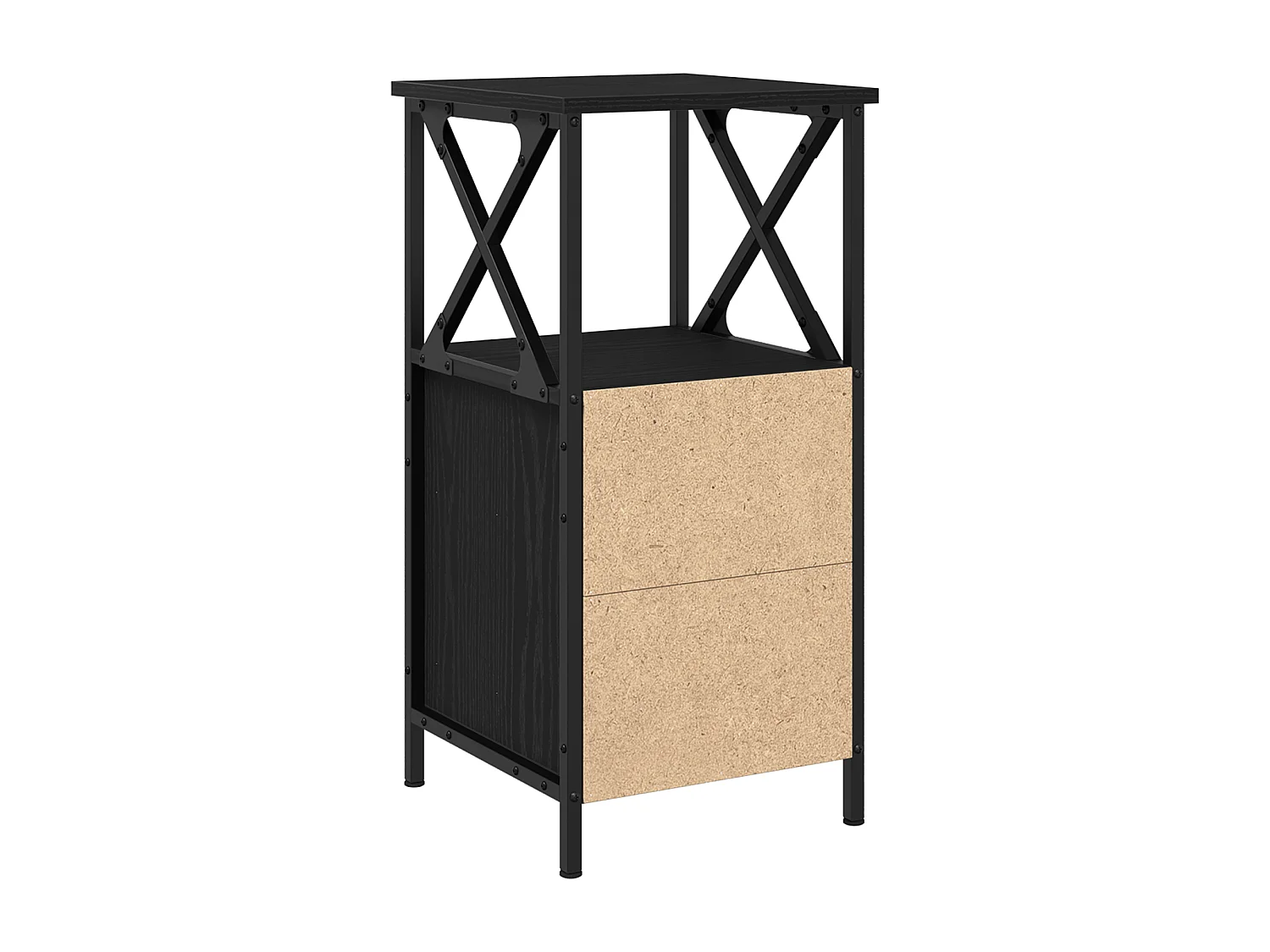 Comodino in rovere nero 34x35,5x70 cm in truciolare