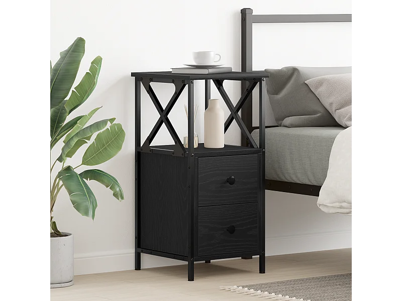 Mesita de noche de roble negro 34x35,5x70 cm en aglomerado