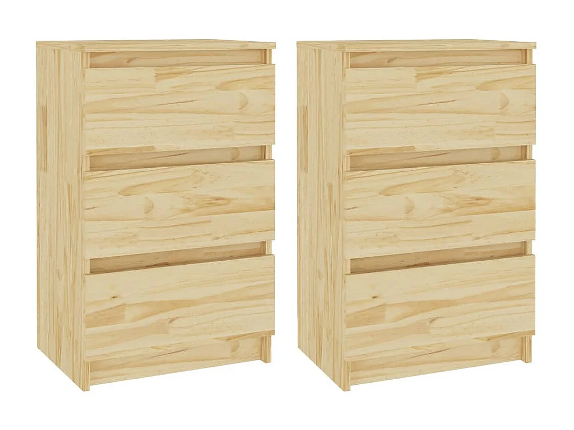 Comodini 2 pz 40x29,5x64 cm in legno massello di pino