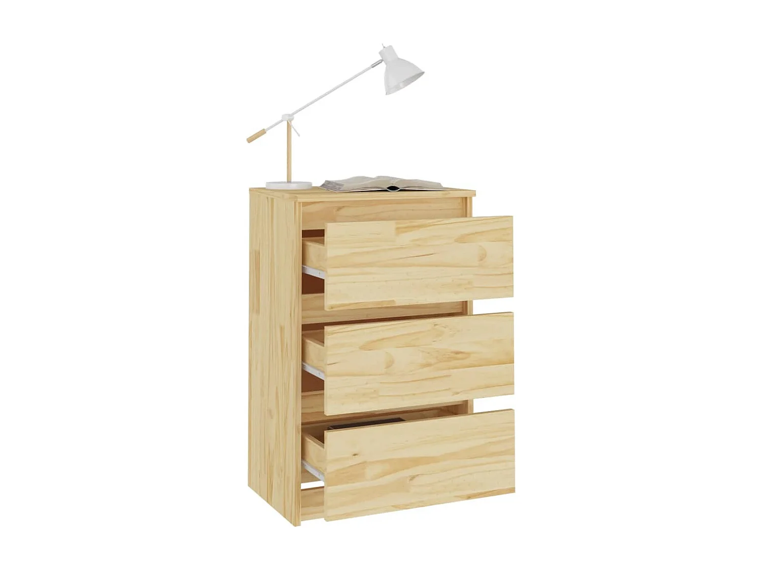 Comodini 2 pz 40x29,5x64 cm in legno massello di pino