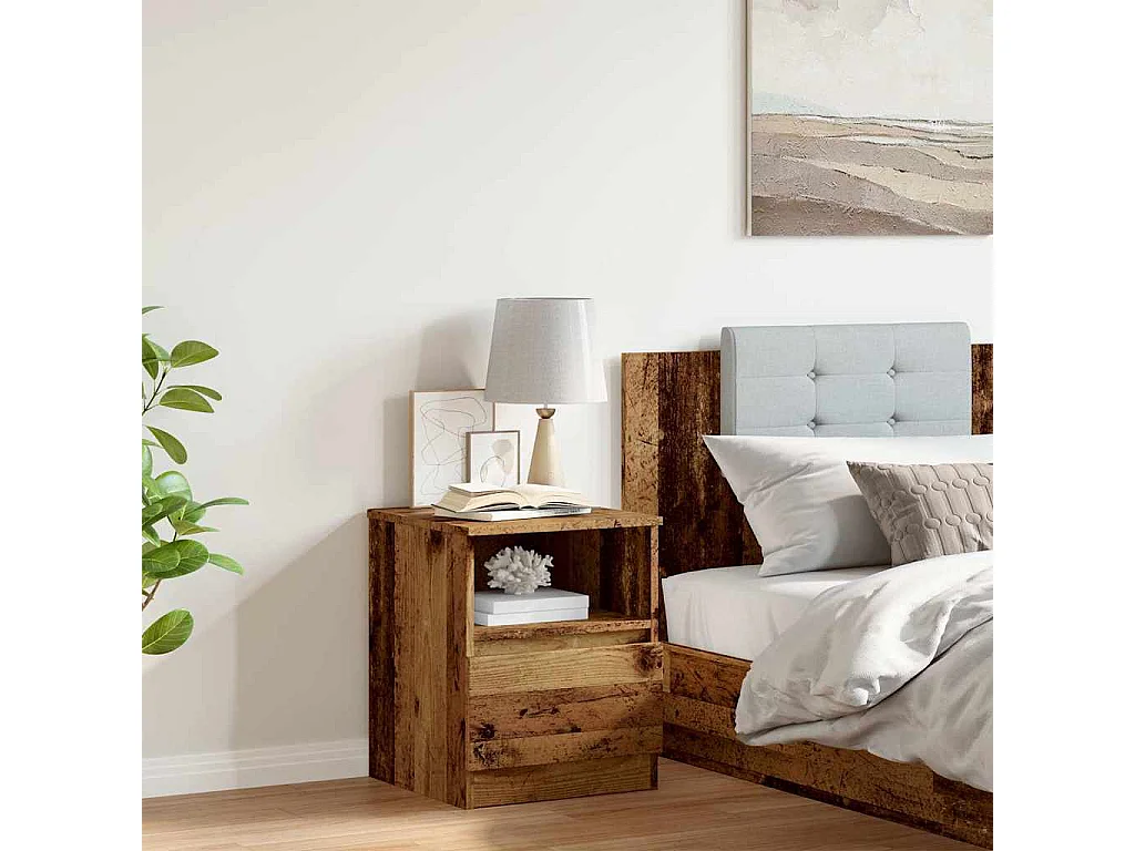 Table de chevet vieux bois 40x40x50 cm bois d’ingénierie