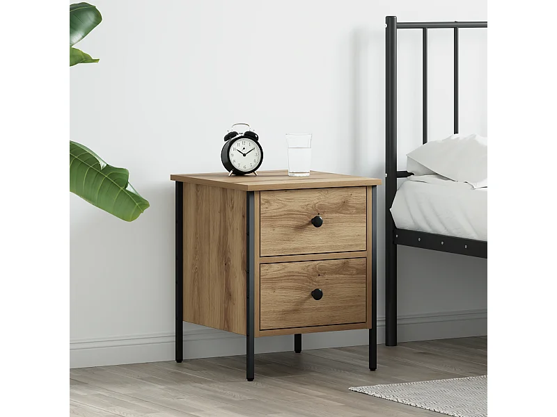 Artisan Eiken Nachtkastje 40x42x50 cm Bewerkt Hout