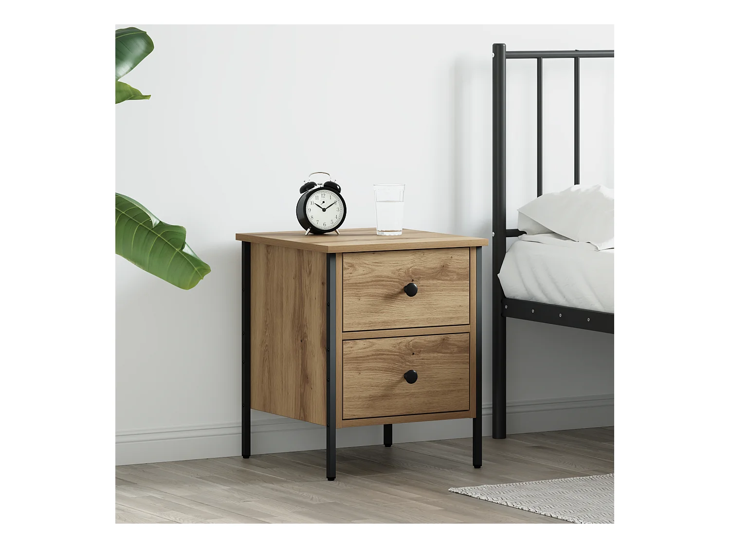 Cabinet de Chevet Artisan Chêne 40x42x50 cm Bois d'Ingénierie