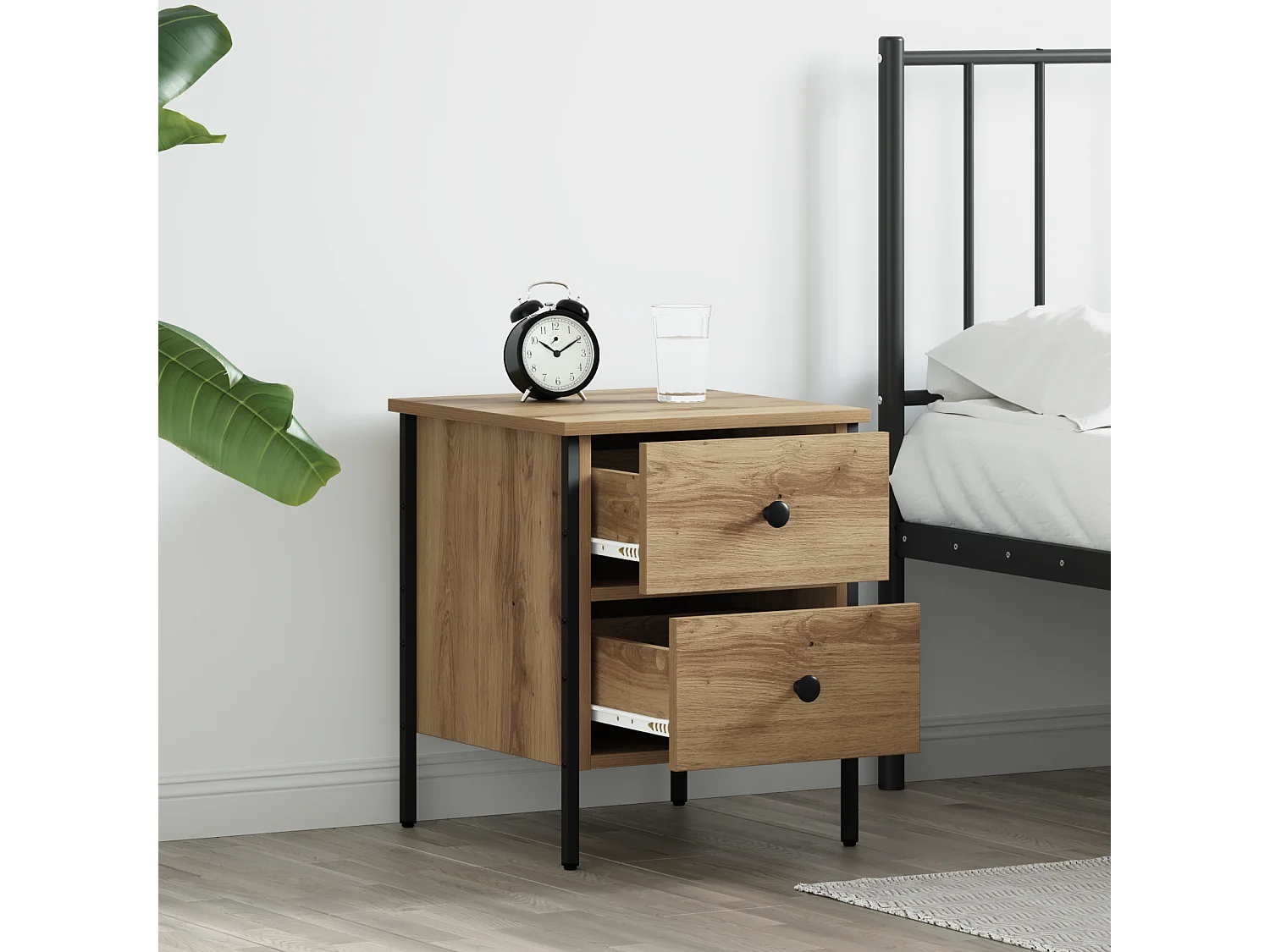 Cabinet de Chevet Artisan Chêne 40x42x50 cm Bois d'Ingénierie