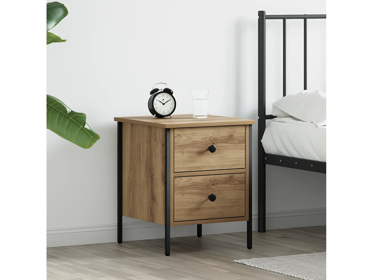 Cabinet de Chevet Artisan Chêne 40x42x50 cm Bois d'Ingénierie