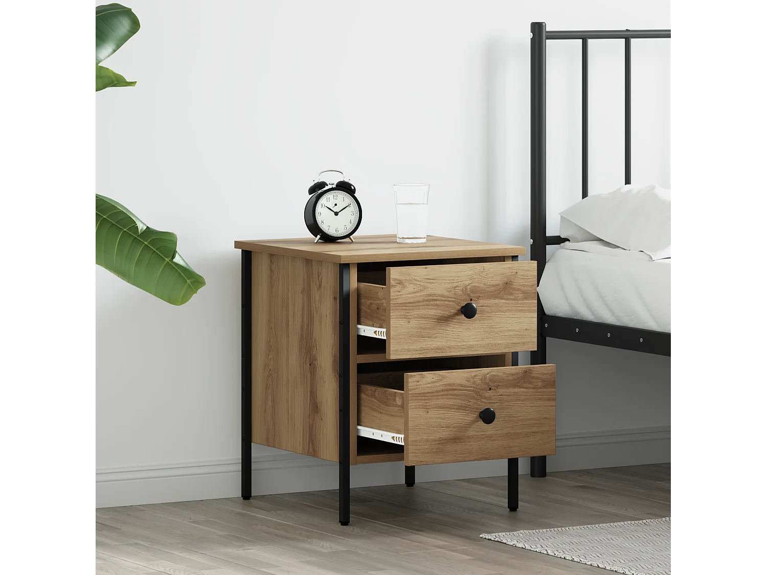 Cabinet de Chevet Artisan Chêne 40x42x50 cm Bois d'Ingénierie