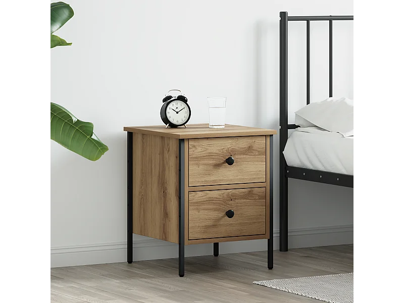 Cabinet de Chevet Artisan Chêne 40x42x50 cm Bois d'Ingénierie