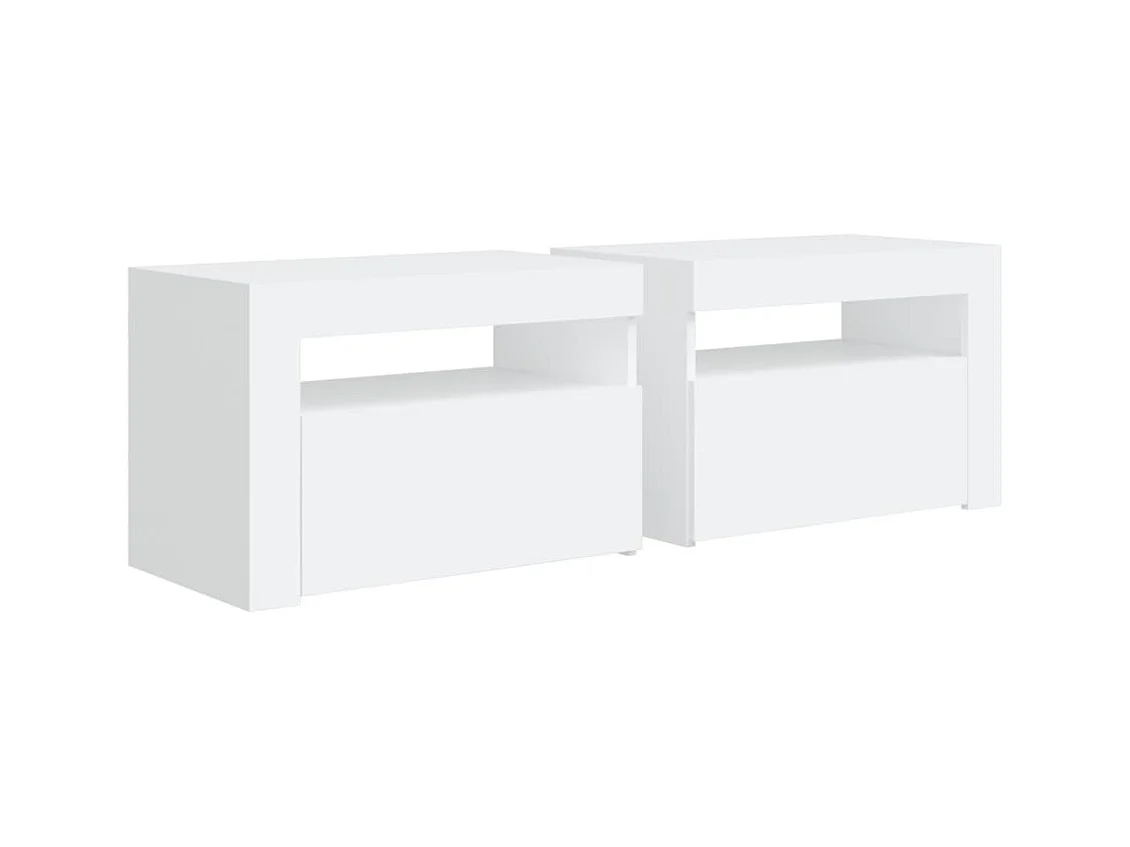 Comodini 2 pz con LED Bianco 60x35x40 cm