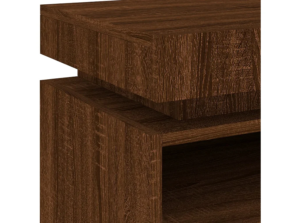 Armoire de chevet avec lumières LED chêne marron 40x39x48,5 cm