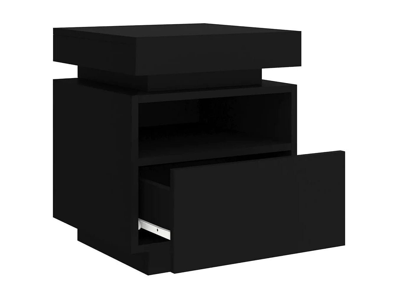 Comodino con luci LED nero 40x39x48,5 cm