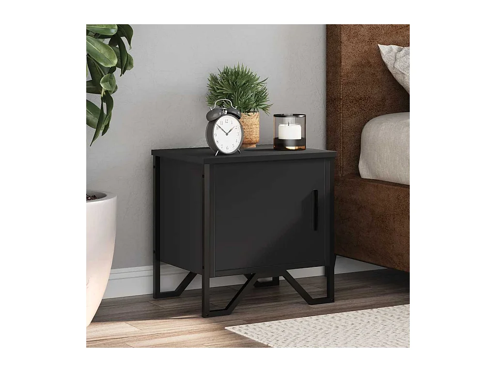 Comodino nero 40 x 30 x 40 cm in truciolato