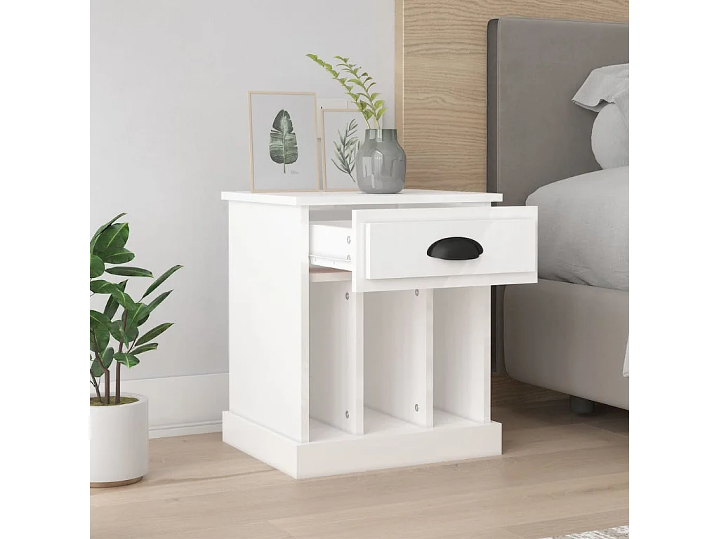 Tables de chevet 2 pcs blanc brillant 43x36x50 cm