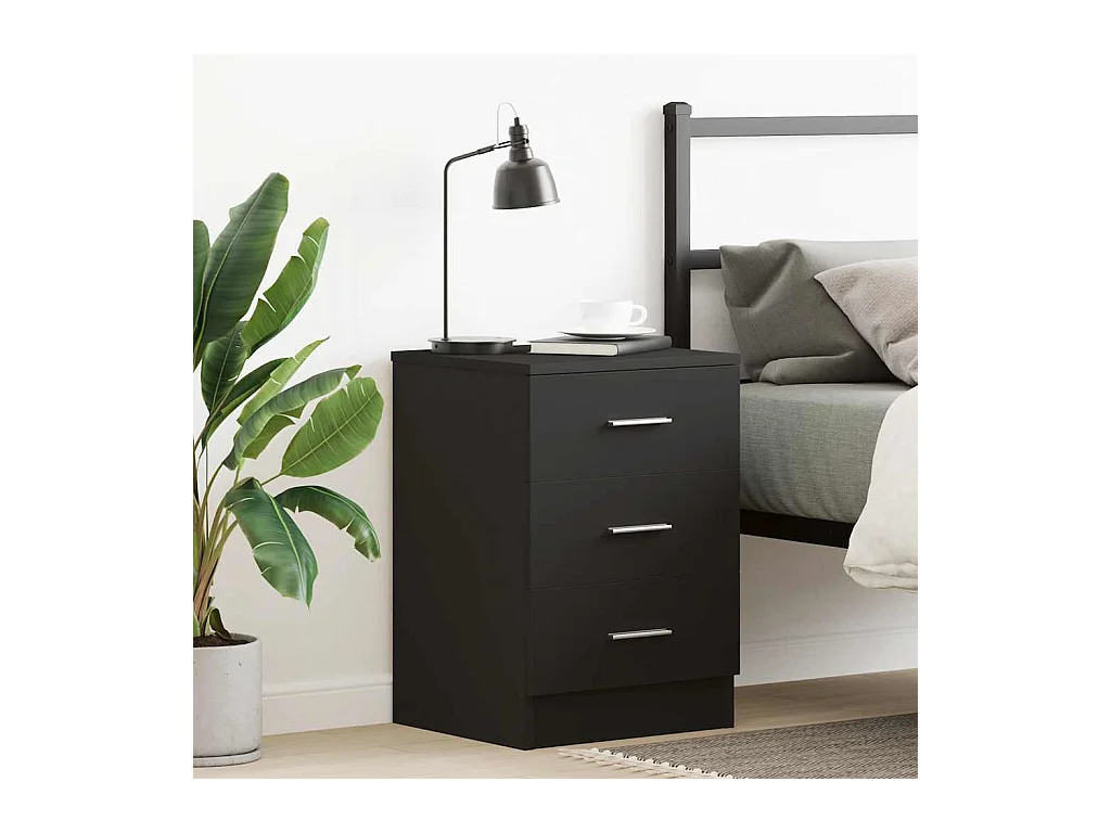 Comodino Nero 38 x 35 x 56 cm Legno ingegnerizzato