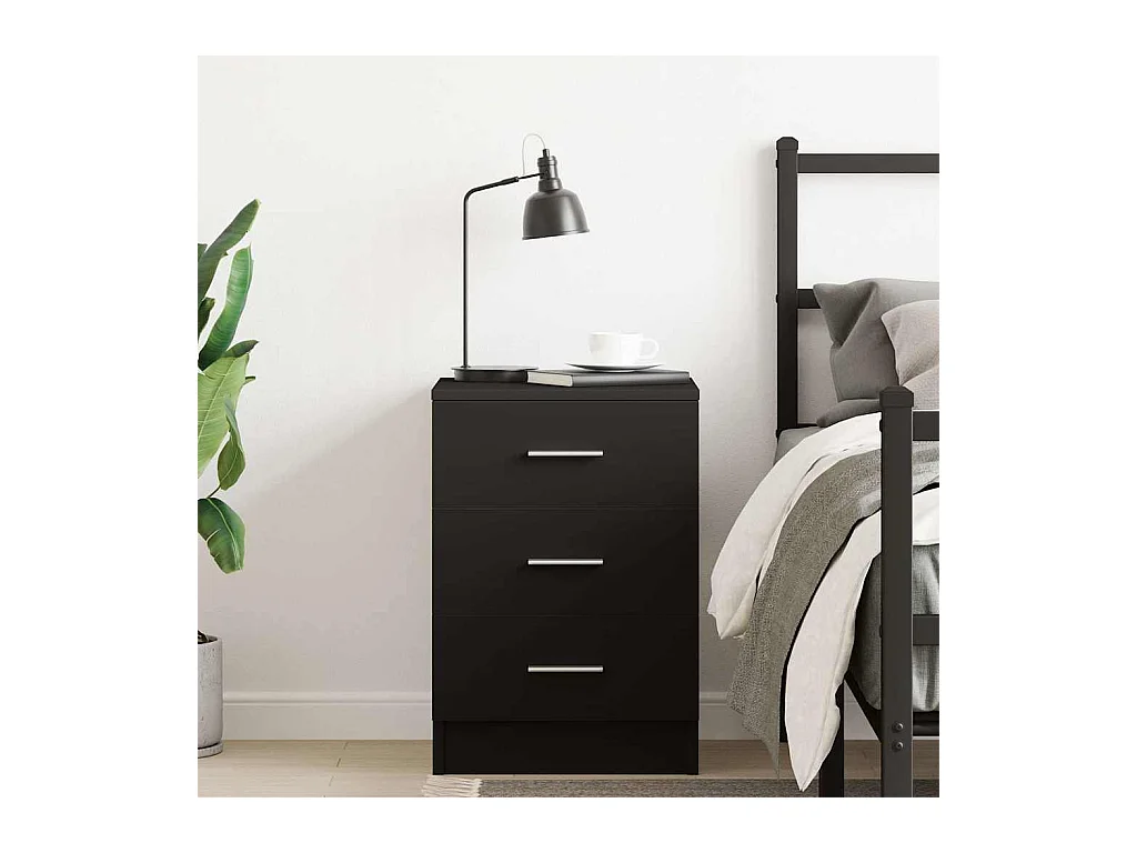 Comodino Nero 38 x 35 x 56 cm Legno ingegnerizzato