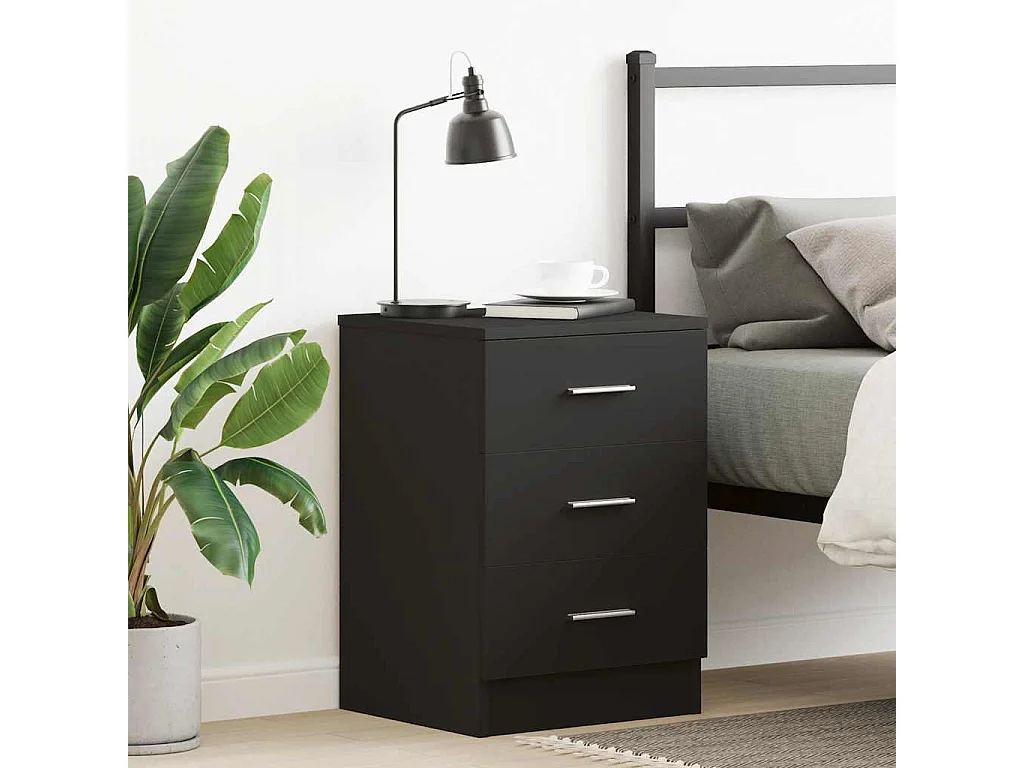 Table de chevet Noir 38 x 35 x 56 cm Bois d'ingénierie