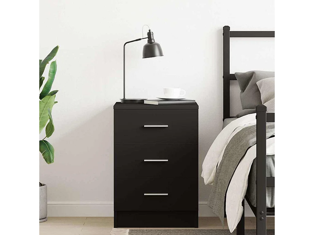 Table de chevet Noir 38 x 35 x 56 cm Bois d'ingénierie