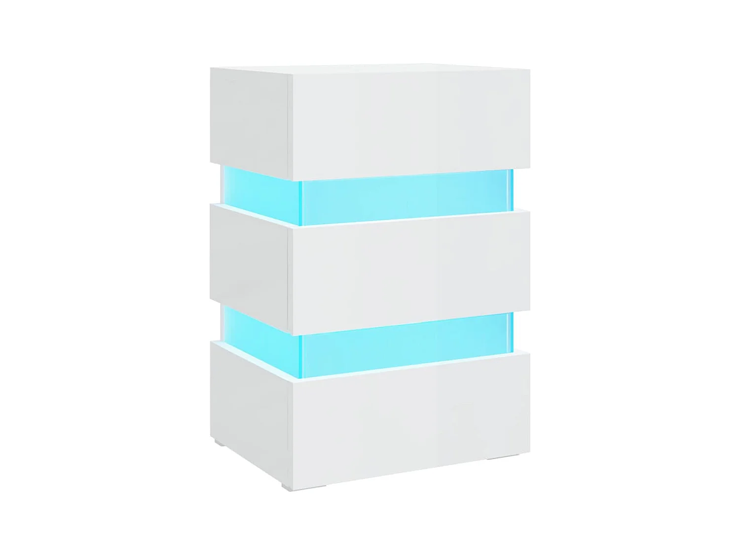 Table de chevet à LED blanc brillant 45x35x67 cm