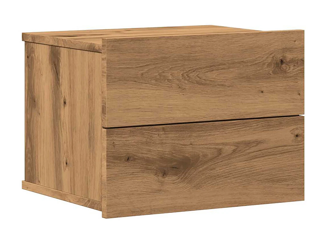 Comodino da parete in rovere lavorato a mano 40x32x30 cm