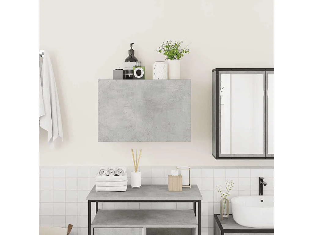 Mueble de baño de pared gris hormigón 60x25x40 cm madera de ingeniería