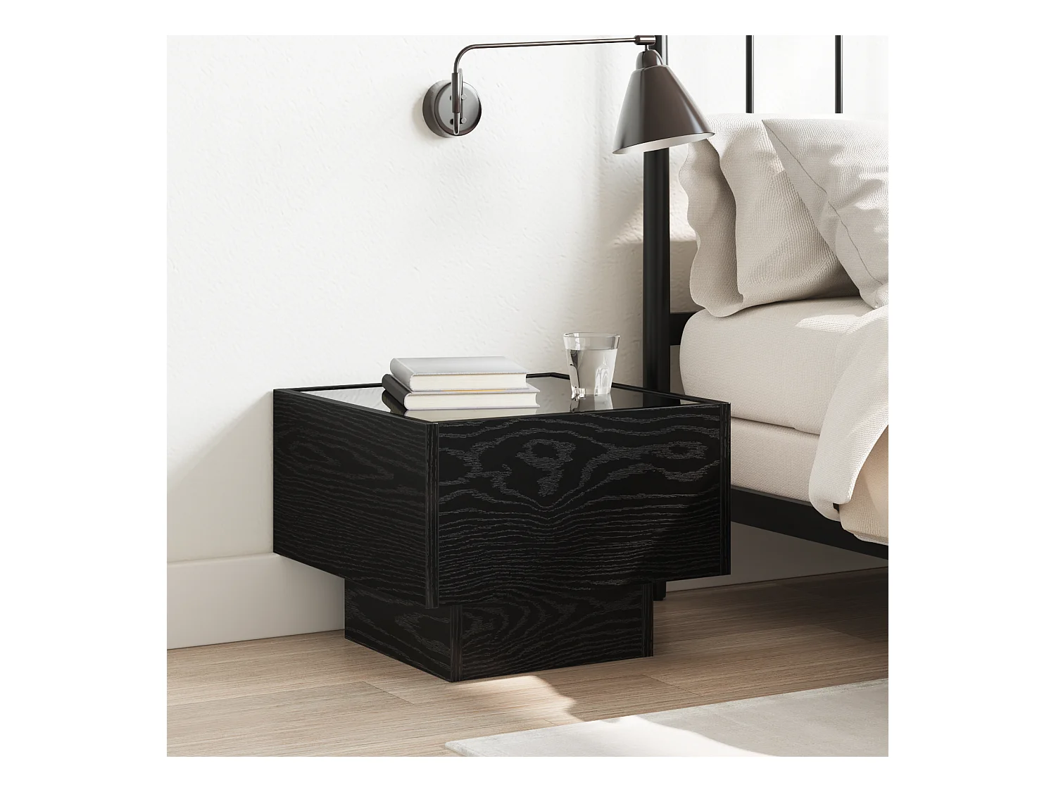 Zwarte eikenhouten opbergkast 40 x 40 x 30 cm